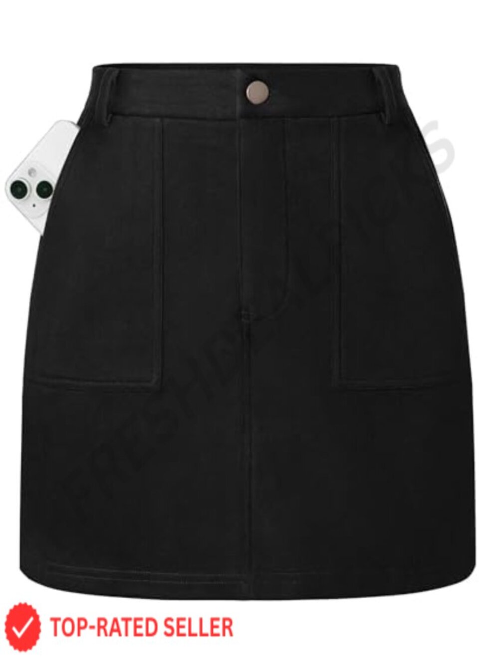 Faux Suede High Waisted Mini Pencil Skirt with Pockets